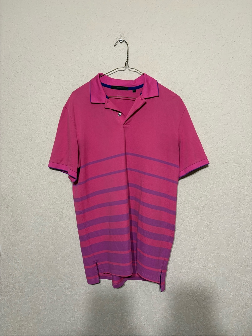 Greyson Men's Magenta Polo with Purple Stripes